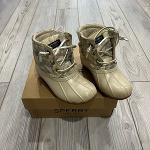 Little Girls Sperry Duck Boots Size 9 Toddler